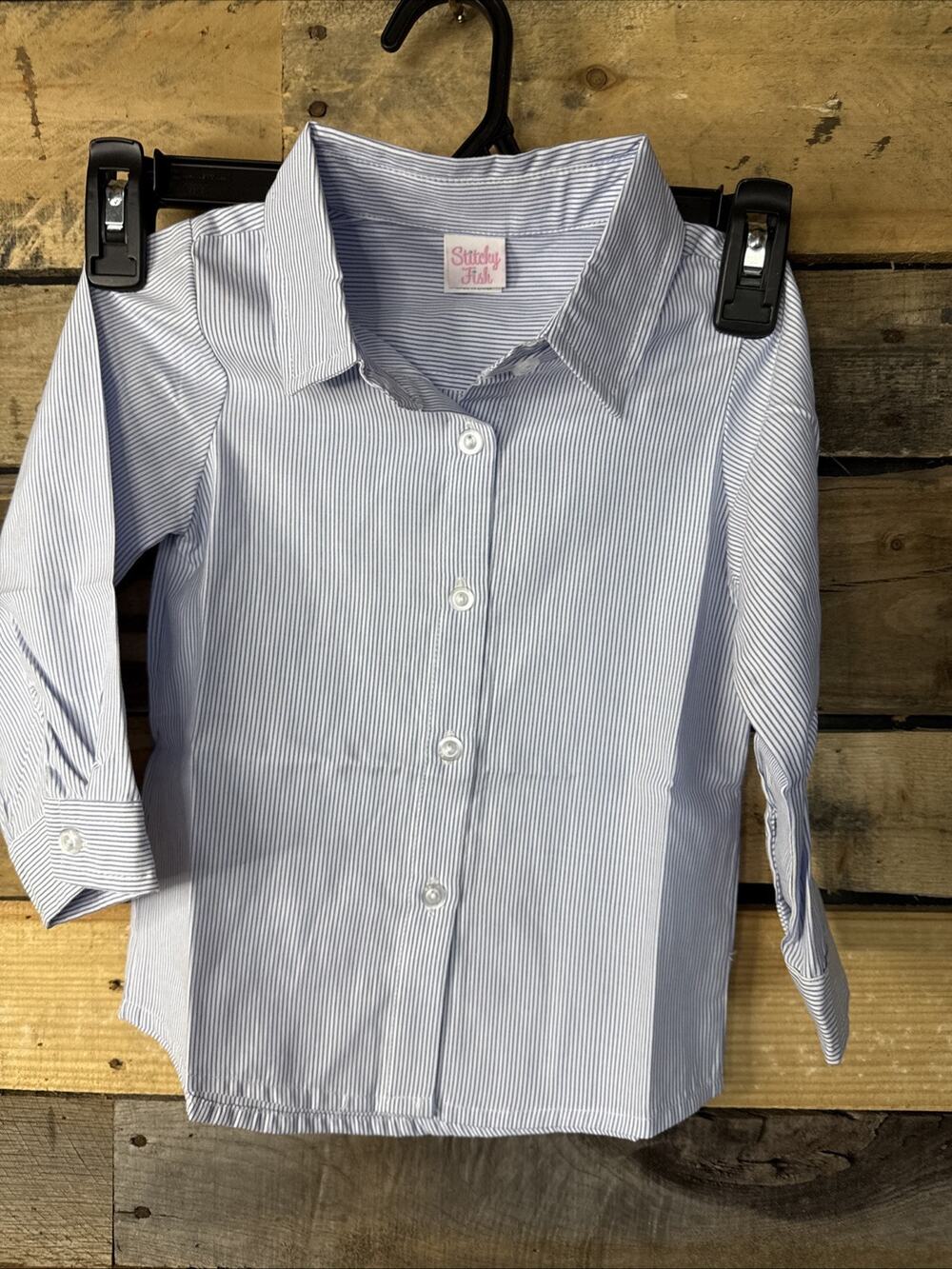 Stitchy Fish William Button-Up Shirt Blue Stripe 2T